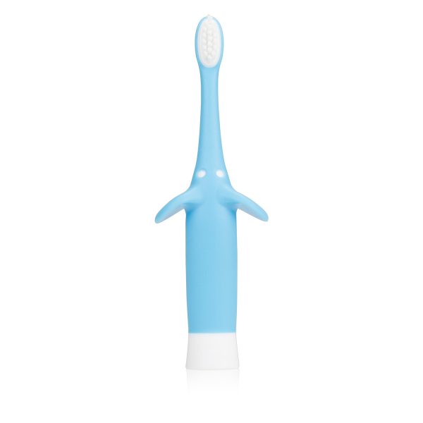 Cepillo de dientes para bebés y niños Dr Brown's con diseño de elefante color celeste